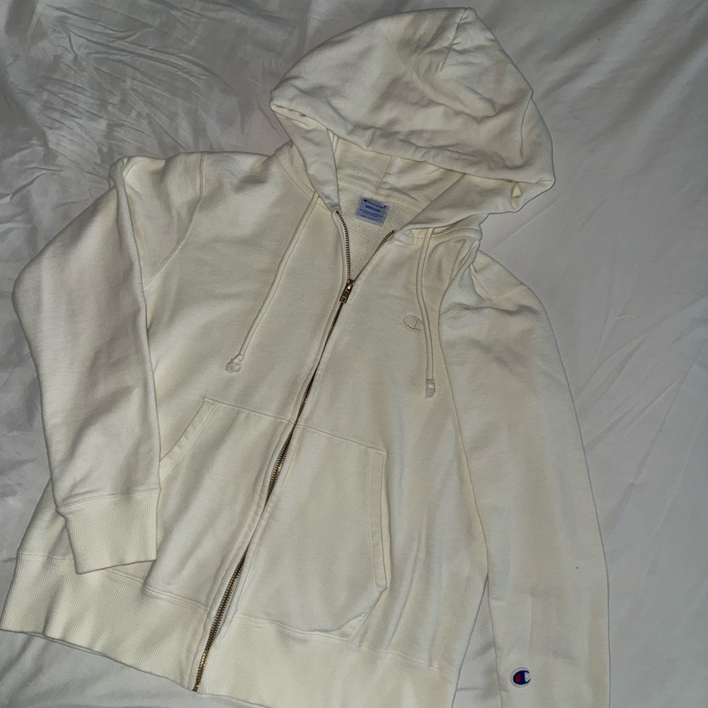 Champion Off-White Zip-Up Hoodie